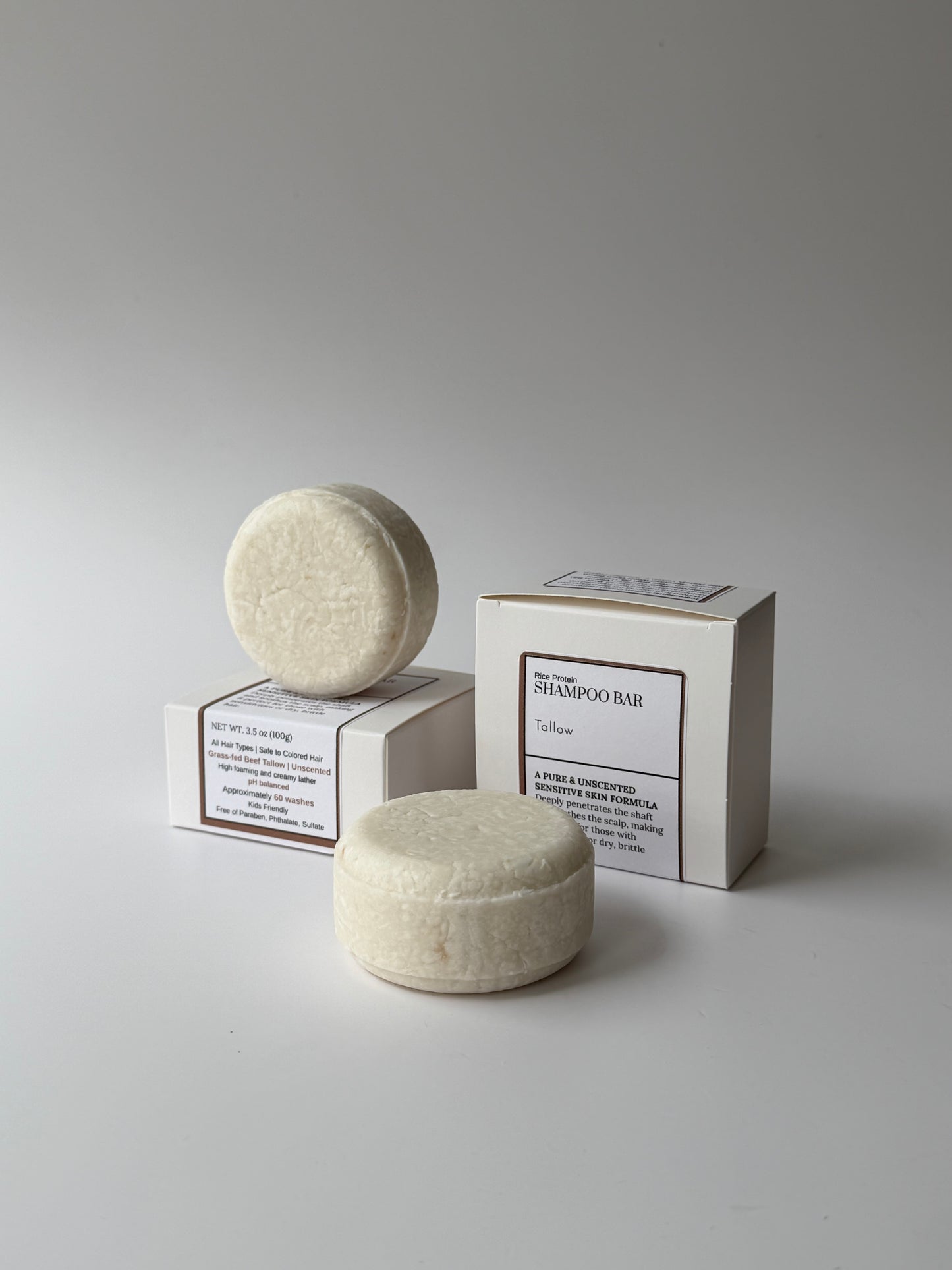 Tallow, Grass Fed Beef, Unscented-Zero Waste Shampoo Bar