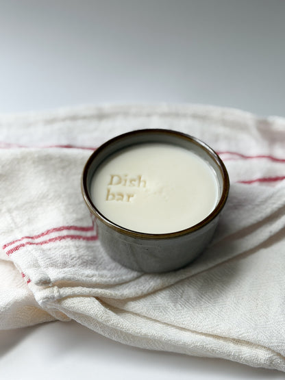 Non-toxic Solid Dish Soap in a Granite Gray Porcelain Bowl