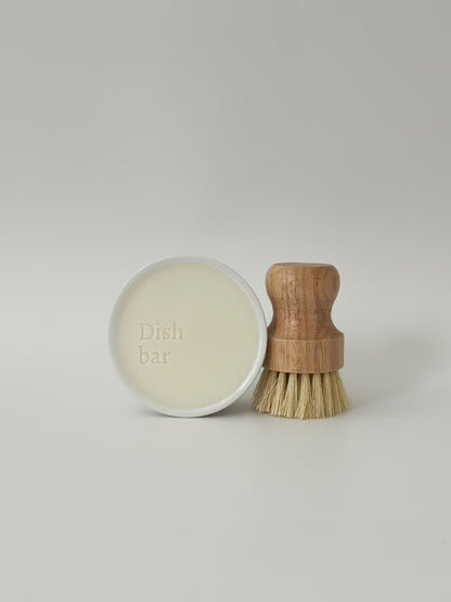 Non-toxic Solid Dish Soap in a White Ramekin Bowl