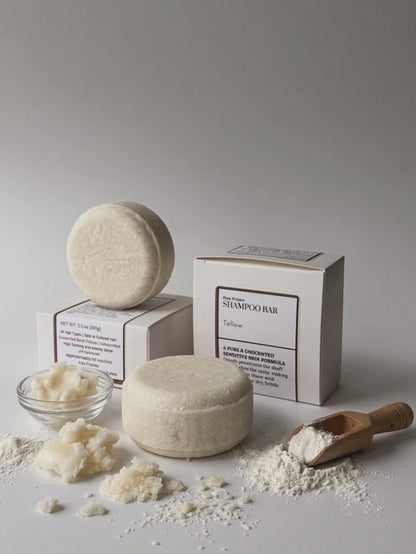 Tallow, Grass Fed Beef, Unscented-Zero Waste Shampoo Bar