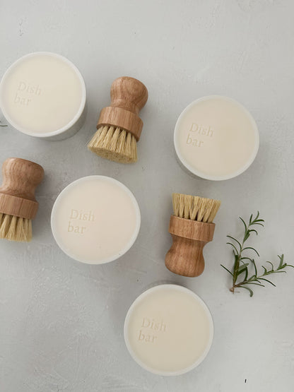 Non-toxic Solid Dish Soap in a White Ramekin Bowl
