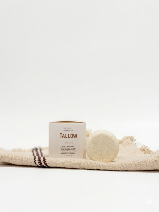 Tallow, Grass Fed Beef, Unscented-Zero Waste Shampoo Bar