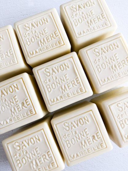 Traditional Marseille Bar
Unscented Extra Virgin Olive Oil & Sea Salt Soap