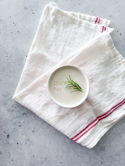 Non-toxic Solid Dish Soap in a Pink Ramekin Bowl