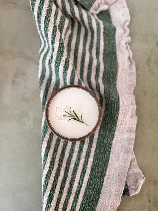Non-toxic Solid Dish Soap in a Granite Gray Porcelain Bowl