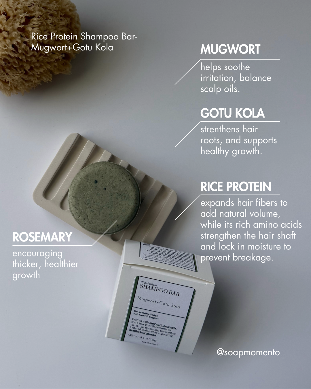 Rice protein Shampoo Bar-Mugwort+Gotu Kola